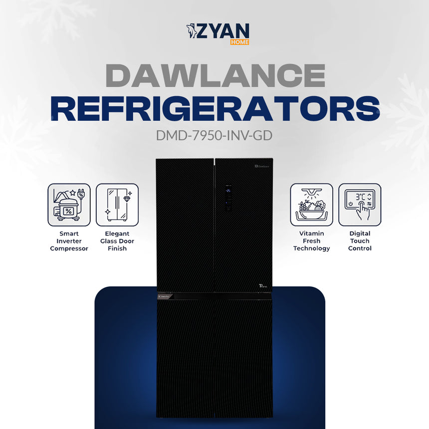 Dawlance Refrigerator NO FROST DMD 7950 INV GLASS DOOR