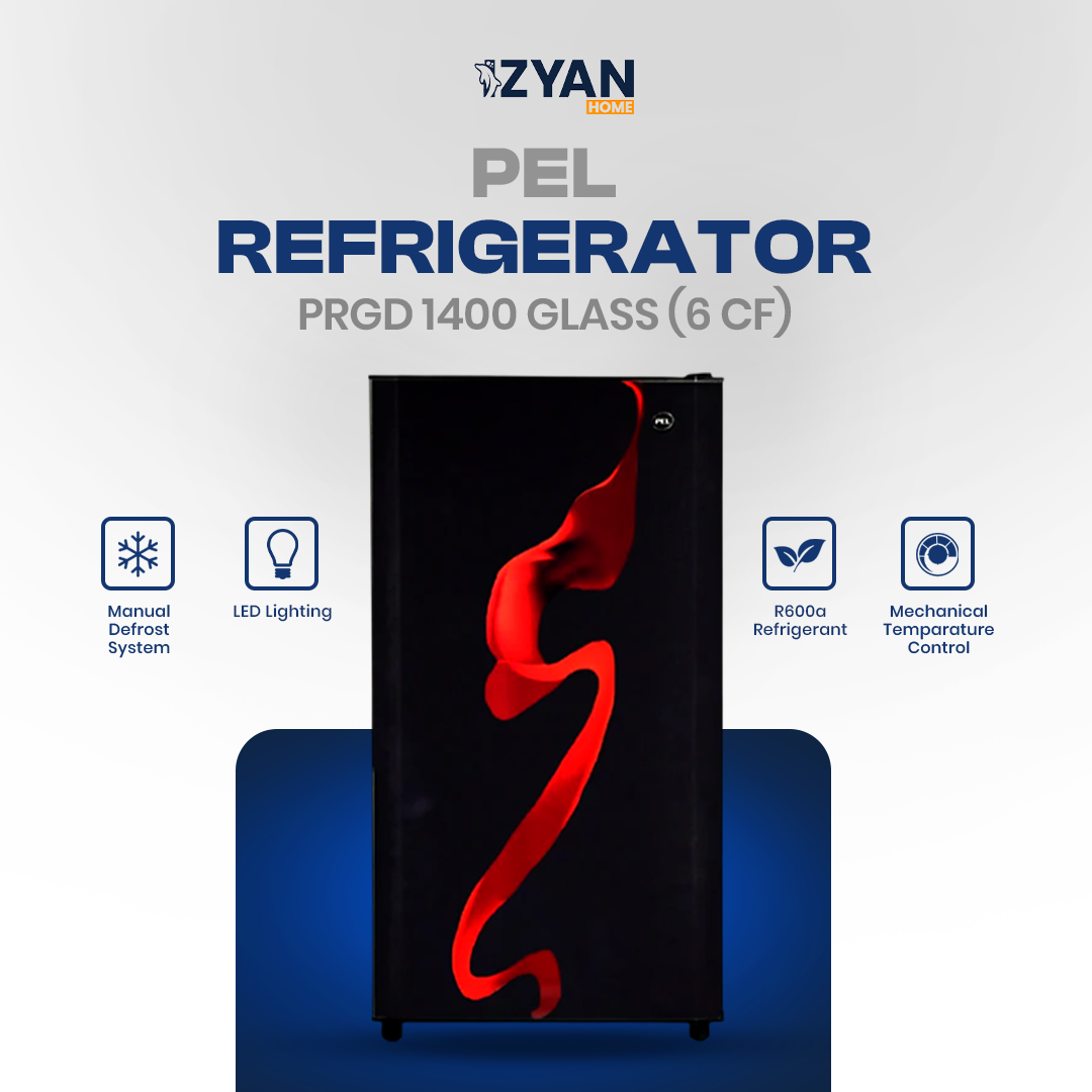 Pel Refrigerator PRGD-1400 GLASS(6 CF) - Bedroom