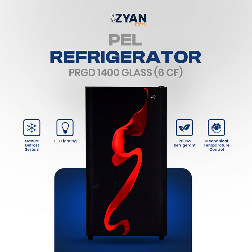 Pel Refrigerator PRGD-1400 GLASS(6 CF) - Bedroom