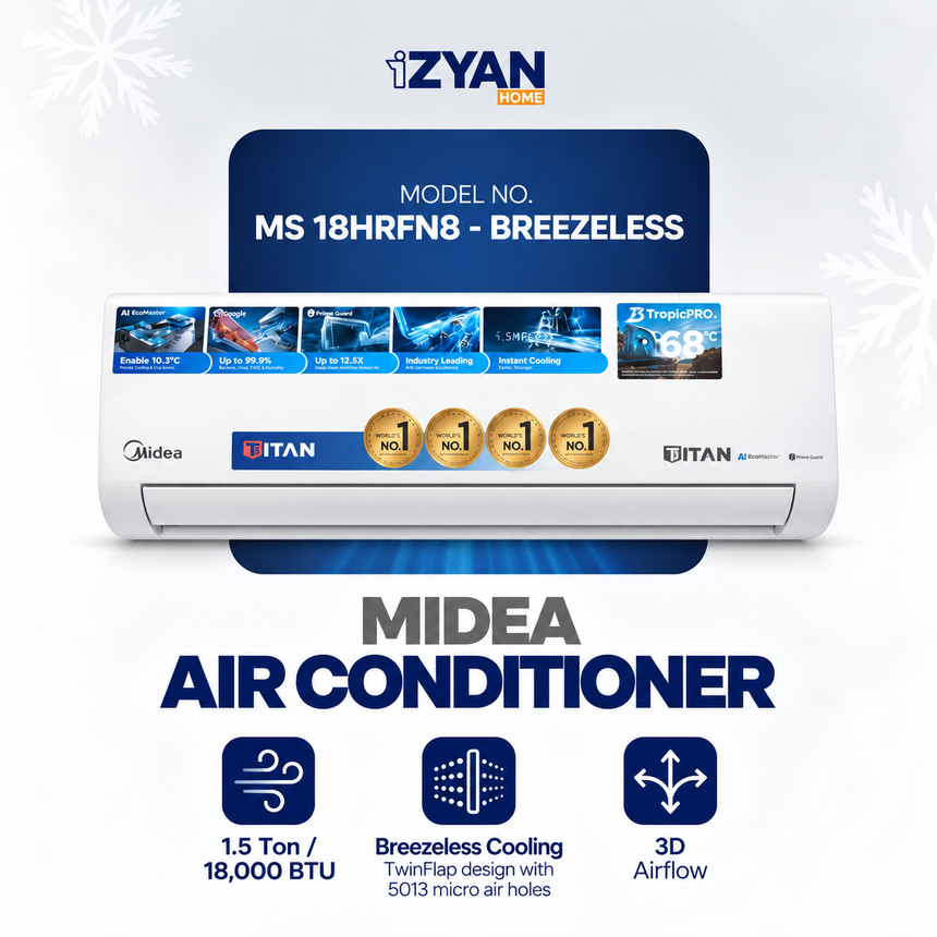 Midea Breezeless E Inverter AC | 5,013 Micro-Hole Soft Airflow | AI Energy Saving
