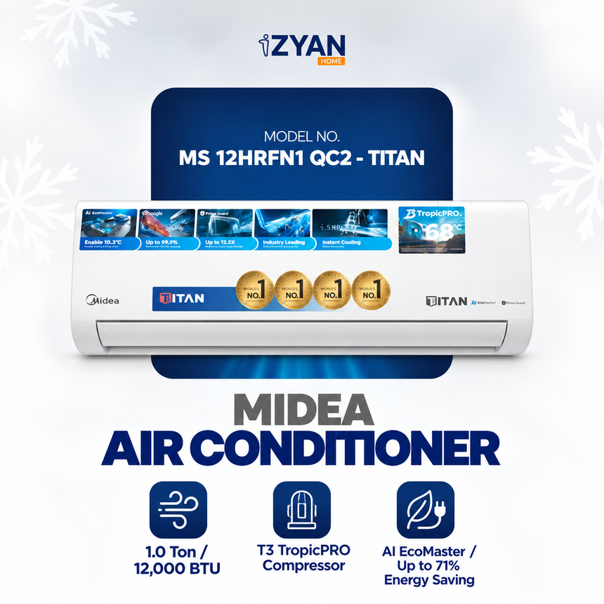 Midea Titan Inverter AC | 68°C T3 Extreme Cooling | AI EcoMaster | SmartAIR Wall Mounted AC